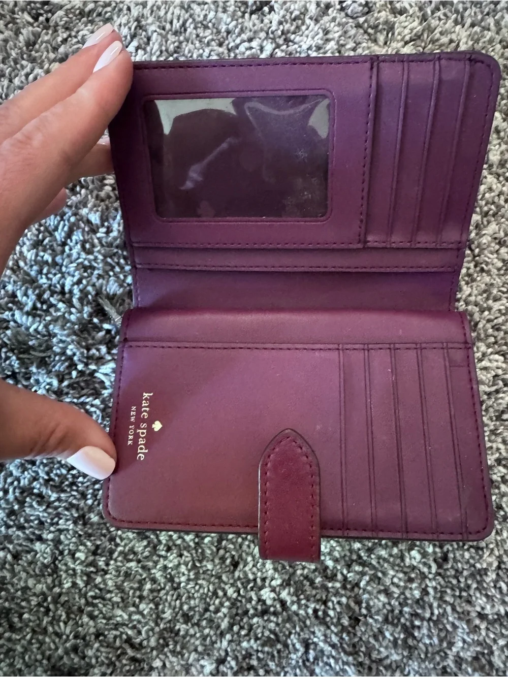 EUC kate spade Quilted Leather Zip Wallet - Plum